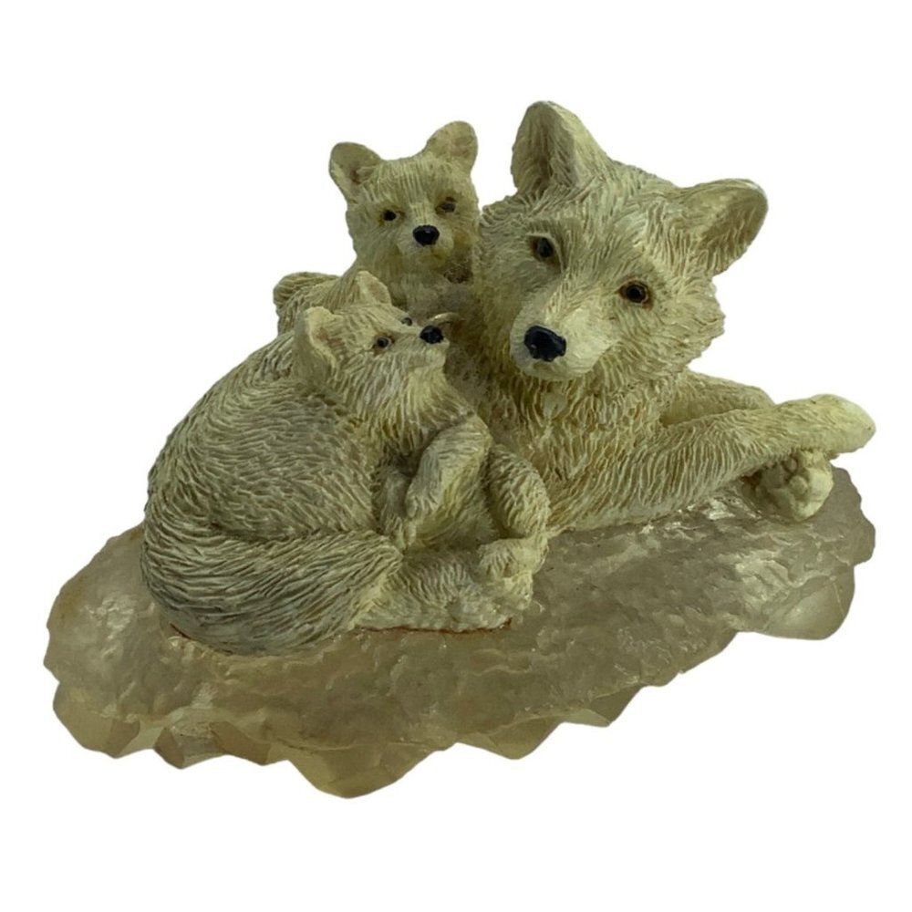 Vtg 1998 AGC Wolf Mom and Pups Christmas Ornament Figurine Ornament 4" x 2"